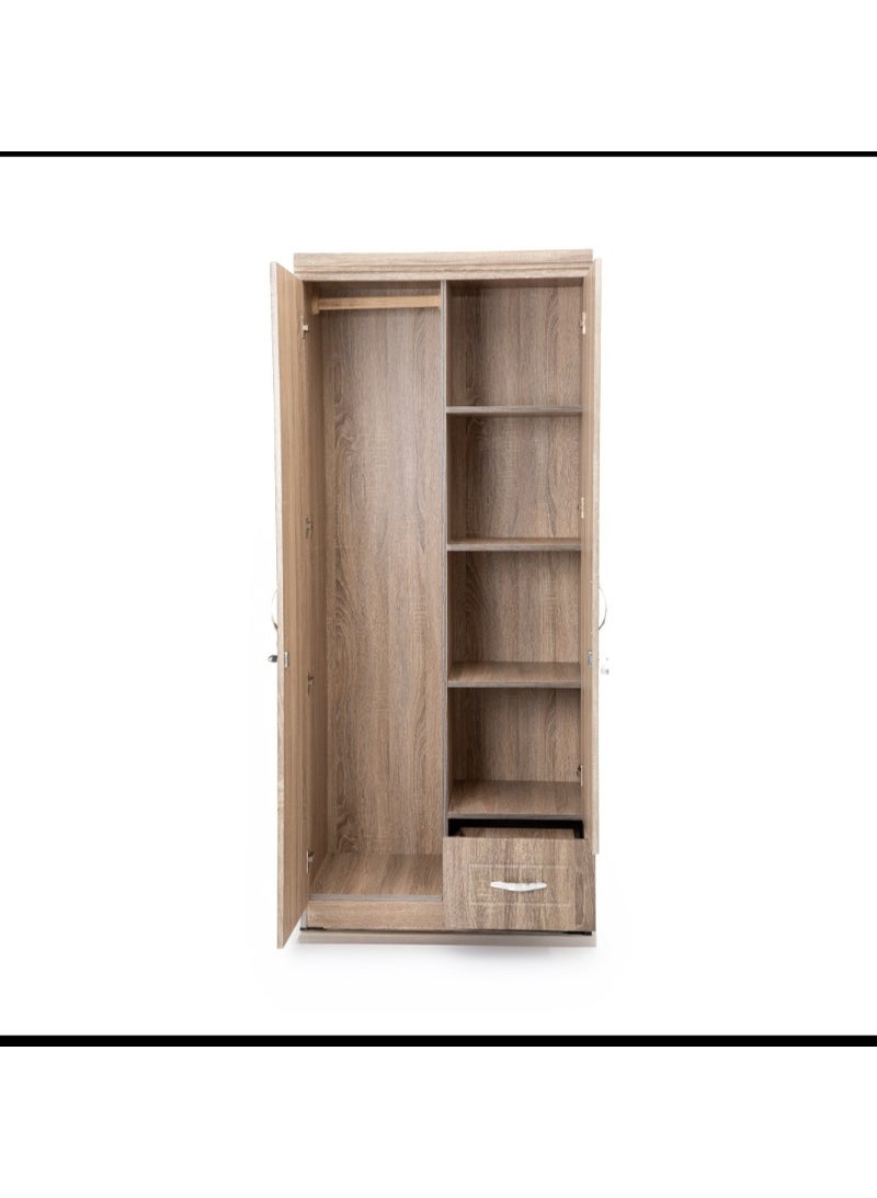 Multi Home Furniture 2 Door Wooden Wardrobe MH-8821 Grey Cabinet Cupboard Engineered Wood Perfect Modern Stylish Heavy Duty With Mirror - Image 3
